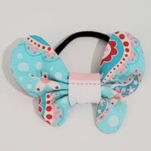 Load image into Gallery viewer, Hair Accessory - Elastic with Bow - Blue with Red and White #2
