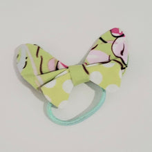 Load image into Gallery viewer, Hair Accessory - Elastic with Bow - Green with White and Pink
