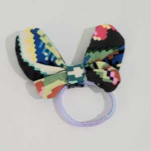 Hair Accessory - Elastic with Bow - Green and Blue