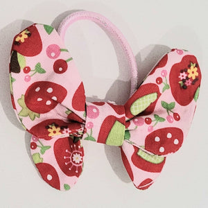 Hair Accessory - Elastic with Bow - Pink with Red and Green #1