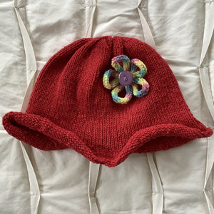 Child's Hat - Red with Flower