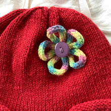 Load image into Gallery viewer, Child&#39;s Hat - Red with Flower
