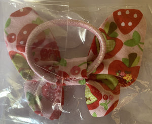 Hair Accessory - Elastic with Bow - Pink with Red and Green #2