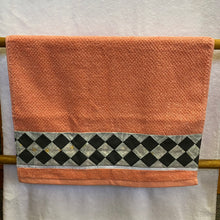Load image into Gallery viewer, Hand Towel - Peach with Black and Grey Patchwork
