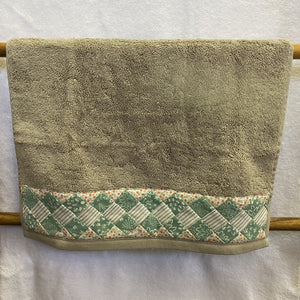 Hand Towel - Pale Brown with Patchwork Trim