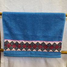 Load image into Gallery viewer, Hand Towel - Blue with Red Patchwork
