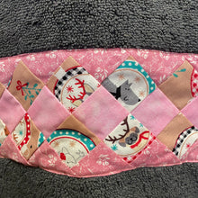 Load image into Gallery viewer, Hand Towel - Grey with Christmas Themed Pink Dog Patchwork Trim
