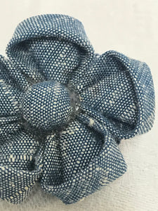 Brooch - Fabric Flower - Small - Blue