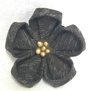 Brooch - Fabric Flower - Small - Brown