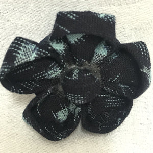 Brooch - Fabric Flower - Small - Navy and Light Blue