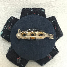 Load image into Gallery viewer, Brooch - Fabric Flower - Small - Navy and Light Blue
