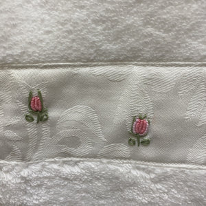 Face Washer - Flower Embroidery - Pink
