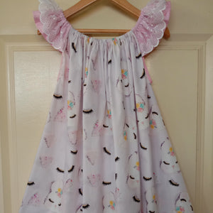 Child's Dress - Bunnies and Flowers - Size 7-8