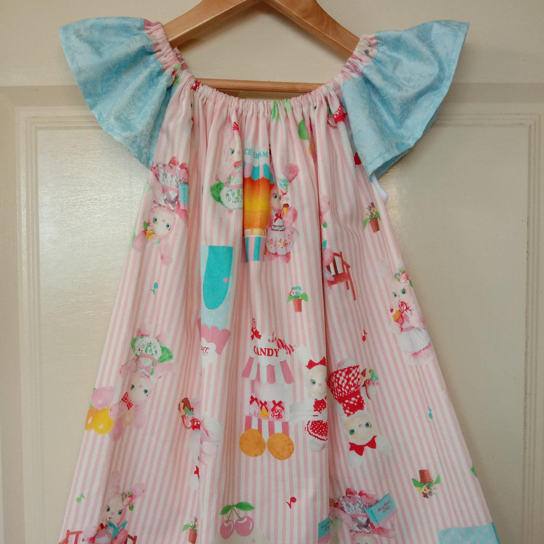 Child's Dress - Bunnies and Candy Stripes