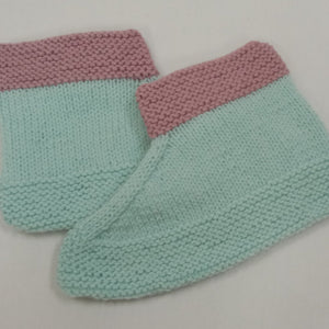 Bed Socks - Mint Green with Pink Cuff