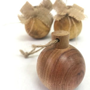Christmas Baubles - Wooden - Set of 3