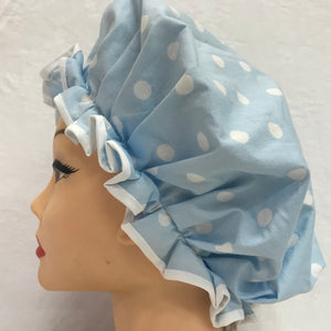 Shower Cap - Blue with White Spots
