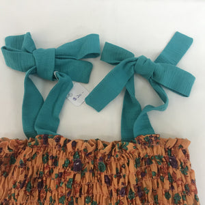 Child's Dress - Flowers with a Teal Trim