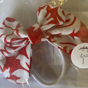 Hair Accessory - Elastic with bow - Red and White