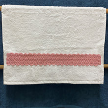 Load image into Gallery viewer, Hand Towel - White with Pink Crochet Panel
