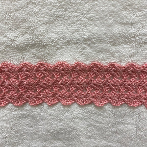 Hand Towel - White with Pink Crochet Panel