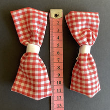 Load image into Gallery viewer, Hair Accessory - Bow Clips - Red and White Check.

